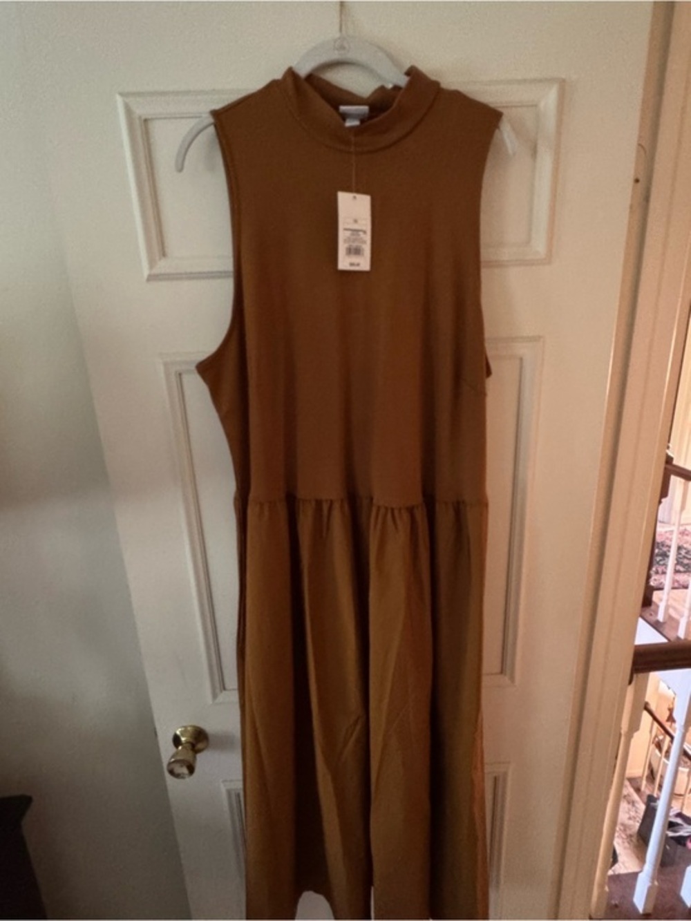 A New Day Sleeveless High-Neck Maxi Dress in Mustard Brown Size 1x BNWT